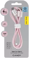 Blavec kabelis Candy braided – USB į Type C – PD 60W 3A 3 metrai (CCA-UC3P30) rožinės spalvos