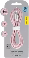 Oem Blavec laidas Candy braided – Type C į Lightning – PD 20W 2,4A 2 metrai (CCA-CL24P20) rožinės spalvos