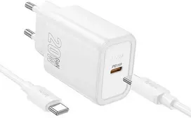 Telefono įkroviklis Hoco USB C QC PD 20W + laidas USB C į Lightning N60 baltas