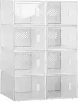 HOMCOM batų spintelė, DIY modulinė lentyna su 8 skyreliais, stačiakampė batų lentyna, plastikinė, skaidri, 25x35x19 cm