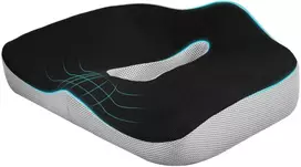 Fotelis HOMCOM ortopedinė sėdynės pagalvėlė, ergonomiška pagalvėlė biuro kėdei, automobiliui ir kt., atminties putų pagalvėlė uodegikauliui, sėdimojo nervo, hemorojaus ir nugaros skausmo malšinimui, juoda