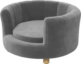 "PawHut" sofa šunims, skalbiamas užvalkalas, sofa augintiniams su atlošu ir medinėmis kojomis, sofa katėms, skirta mažiems šunims iki 4,5kg, pilka