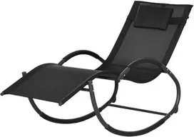 "Outsunny" supamasis gultas, supamasis krėslas su pagalve, sodo gultas, juodas, 155 x 61 x 88 cm
