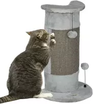 PawHut kampinis draskyklė stulpas, 58 cm Sizalio draskyklė, kačių draskyklė, maža kačių draskyklė su draskymo kamuoliuku, baldai katėms vidaus patalpoms, pilka