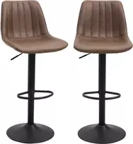 Homcom Reguliuojamo aukščio baro kėdė 2 vnt., su kojų atramomis - ruda 43 x 46,5 x 89-110 cm