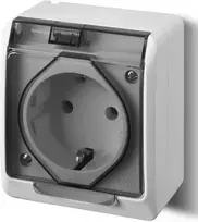 Elektro Plast Nasielsk Elektro-Plast Hermes Hermes Schuko hermetizuotas lizdas su dūmtraukiu 16A IP44 balta (0324- 01)