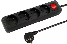 Blow PR-470WSP ilgintuvas 4 lizdai su įžeminimu + jungiklis 5m juodas 3x1.5mm