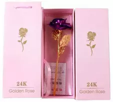 Aptel Auksinė dekoratyvinė rožė su violetiniais žiedlapiais, 24 cm