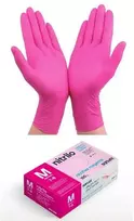 Santex Nitriflex Magenta vienkartinės nitrilo pirštinės, rožinės, 3.5g (100vnt.) - M - 1pak.x100vnt.