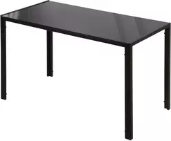 HOMCOM LED valgomojo stalas virtuvinis stalas 4 asmenims grūdinto stiklo metalinis juodas 120x60x75cm