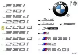 Bmw F22 F23 Galinio Emblema Lipdukas Originalus 51147356322