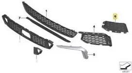 BMW 5 G30 G31 Dešinės Pusės Grillio Dangtelis Originalus 51118064966
