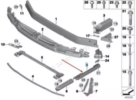 BMW Priekinis Bumperio Apatinis Kairysis Adapteris F45 F46 F48 F54 F60 Originalus 51117301603