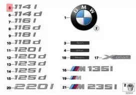 Bmw F20 F21 Priklijuotas Galinis Emblema Originalus 51147330036