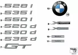 Bmw 5 F07 Gt Etiketas Originalus 51147239730