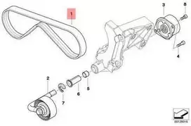 Bmw 3 E46 E90 E91 E92 5 E60 E61 6 E63 E64 X3 E83 X5 E53 Ribtas V Diržas Originalus 64557792851