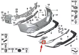BMW Išmetimo Vamzdis Dešinysis 8 G14 G15 Originalus 51128093898
