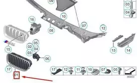BMW Priekinis Kairysis Grillis 5 F10 51138054497 Originalus 51138054497