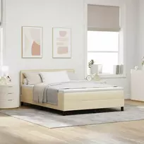 Kiemas lova su čiužiniu su LED Kreminė 140 x 200 cm audinys