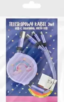 USB kabelis MCD USB-A - USB-C + microUSB + Lightning 1,1 m violetinis (5903420909494)
