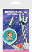 USB laidas MCD USB-A - USB-C + microUSB + Lightning 1,1 m žalias (5903420909487)