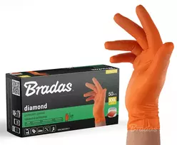 BRADAS NITRILINĖS PIRŠTINĖS DIAMOND ORANŽINĖS XXL 10-11 /50vnt.
