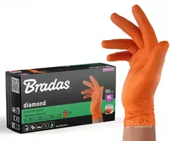 BRADAS NITRILINĖS PIRŠTINĖS DIAMOND ORANŽINĖS XL 9-10 /50vnt.