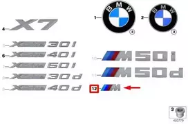 BMW X7 G07 M emblema originali 51148094000 8094000