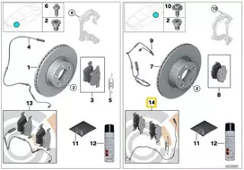 Originalus BMW Hybrid 5 F10 F18 stabdžių trinkelių rinkinys su stabdžių trinkelių jutikliu 34212449289