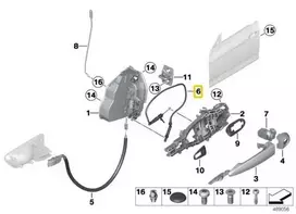 BMW F34 F36 F36 Bowdeno trosas Išorinių durų rankena priekinė originali 51217291405