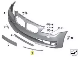 BMW 7 F01 F01 F02 FCI priekinio bamperio dešinės pusės apdailos detalės originalios 7295272