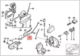BMW E39 priekinių dešiniųjų durų rankenos Bowdeno trosas Originalus 51218211202