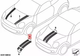 BMW MINI R56 komplektas apdailos juostelės variklio skyriaus dangtelis Originalus 51147310530