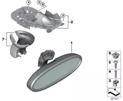 BMW MINI R50 R61 Veidrodžių dangtelių rinkinys Originali veidrodžio pagrindo plokštė 51167163810