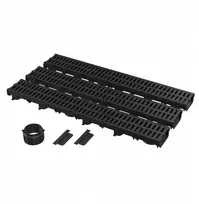 Alcadrain Garažo komplektas 3 m plastikinės grotelės (2× kištukai, 1× lizdas DN110), dydis 1000x137×60 mm - apkrovos klasė A15