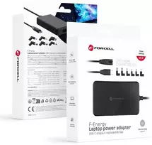 FORCELL F-ENERGY E856 uniwersal laptop charger 65W USB C + 6 adaptors - juodas