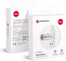 Pendrive 128GB USB 3.2 Gen 1 (USB A / USB C) Forcell F-Data Metal Duo sidabrinis