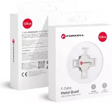 USB atmintinė 128GB USB 3.2 Gen 1 (USB A / USB C / Lightning / Micro USB) Forcell F-Data Metal Quad sidabrinas