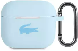 Lacoste Liquid Silicone Glossy Printing Logo dėklas skirtas Apple AirPods 3 mėlynos spalvos