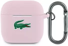 Lacoste Liquid Silicone Croc Logo dėklas skirtas Apple AirPods 4 rožinės spalvos