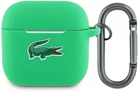 Lacoste Liquid Silicone Croc Logo dėklas skirtas Apple AirPods 4 žalios spalvos