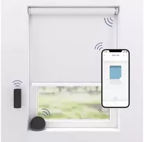„MotionBlinds“ belaidės elektrinės tamsinančios roleto užuolaidos, 100 x 190 cm, baltos