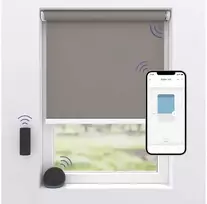 „MotionBlinds“ belaidės elektrinės tamsinančios roleto užuolaidos, 150 x 190 cm – pilkos