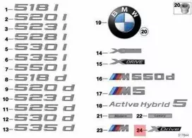 NAUJA OEM BMW F10N F11N Sedanas Universalus Xdrive Ženklelis Logotipas 51148059501
