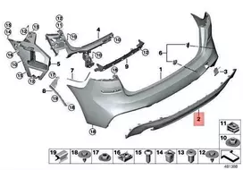 Originalus BMW F46 214d 216d 216i 218d 218dX 218i Galinis bamperio dangtis 51128067073