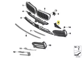 Originalus BMW X6 išorinis variklio alyvos aušintuvas stabdžių oro kanalas kairysis 51117319773