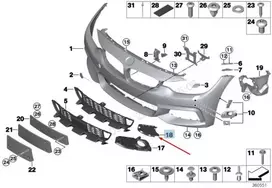 Originalus BMW F32 F33 F36 Priekinis Bamperio Apdailos Grotelės Dešinė 51118054550