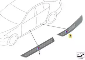Originalus BMW F10 F11 518d 520d ed M apdailos elementas galinis kairysis + dešinysis įėjimas 51478050051