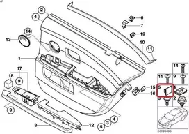 BMW 7 serija E65 E66 02-08 priekinės galinės durų panelės dangtelio kištukas tamsiai sidabrinis ORIGINALUS