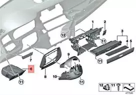 Originalus BMW F07 520d 528i 530d 155kW sulankstomas dėžutė vairuotojo pusėje 51169199127